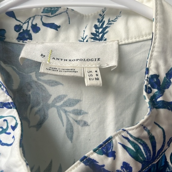 Anthropologie flowered cream/blue jumpsuit, size 0 - Picture 3 of 6